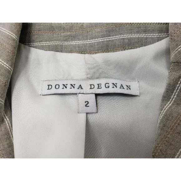 Donna Degnan Womens Blazer Jacket Long Sleeve Single Button Striped Grey Size 2 - Picture 3 of 8